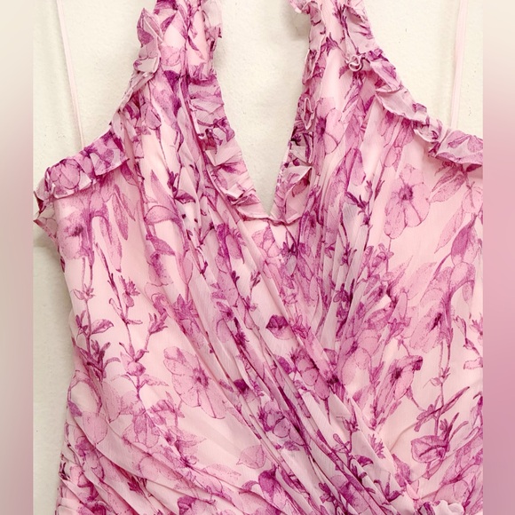 NWT Cinq a Sept Agatha Chiffon Ruffled Gown in Vibrant Plum Multi Size 10 - Picture 11 of 17